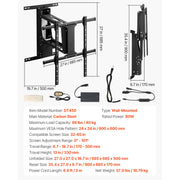 Charger l'image dans la visionneuse de galerie, Amocart Motorized TV Wall Mount for 32 to 55/65/70 Inch Adjustable TV Mount Bracket w/ Max VESA 24 x 16/24 in Up to 88-132 lbs