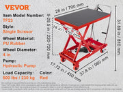 Load image into Gallery viewer, SucceBuy 330/500lbs Hydraulic Lift Table Cart Manual Single Scissor Platform with 4Wheels and Non-slip Pad for Material Handling - AMOCART