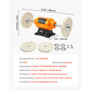 Charger l'image dans la visionneuse de galerie, Amocart 1/2HP Bench Buffer Polisher 8inch 1725RPM/3450RPM Dual Speed with 2PCS Cotton Wheels Cast Iron Base for Metal Jewelry