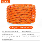 Load image into Gallery viewer, SucceBuy 120ft Dual-Weave Polyester Cord 3/8 1/2in 48-Strand Multi-Use Rope for Arborist Activities Outdoor Adventures Versatile