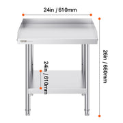 Bild in Galerie-Viewer laden, SucceBuy Stainless Steel Work Table Commercial Heavy Duty Food Prep Worktable with Adjustable Height for Restaurant Home Hotel