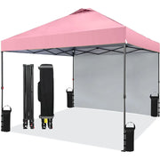 Load image into Gallery viewer, 10x10FT Pop Up Gazebos Canopy Tent with Removable Sidewall, One-Push Instant Setup Outdoor Canopy Shelter with Vented Roof, Roller Bag & Sandbags for Beach Camping Market