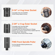 Load image into Gallery viewer, SucceBuy Spindle Nut Socket Tool Kit 1/2 inch Drive 6 Piece Axle Hub Nut Socket Set Vehicles Axle Spindle Nut Retainers Remover - AMOCART