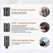 Load image into Gallery viewer, Amocart Spindle Nut Socket Tool Kit 1/2 inch Drive 6 Piece Axle Hub Nut Socket Set Vehicles Axle Spindle Nut Retainers Remover