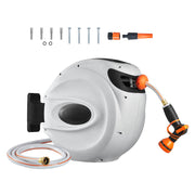 Load image into Gallery viewer, SucceBuy Retractable Hose Reel 180° Swivel Bracket Wall-Mounted Garden Water Hose Reel with 9-Pattern Nozzle Automatic Rewind