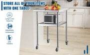 Load image into Gallery viewer, Amocart 24 x 24 in Stainless Steel Kitchen Worktable shelves Commercial Work Bench Table with Caster Wheels for Home Kitchen