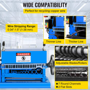 Load image into Gallery viewer, Amocart Electric Wire Stripping Machine 370W 1.5mm-38mm Cable Stripper Peeling 11 Channels & 10 Blades Removing Plastic Rubber