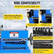Load image into Gallery viewer, SucceBuy Electric Wire Stripping Machine 370W 1.5mm-38mm Cable Stripper Peeling 11 Channels & 10 Blades Removing Plastic Rubber