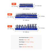 Bild in Galerie-Viewer laden, Amocart 6pcs/8pcs Blue+Red Magnetic Socket Organizer Set 3/8'' 1/2'' Metric SAE Socket Trays with Clear Labels for Tool Box
