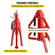 Load image into Gallery viewer, SucceBuy Pipe Holding Stand with Roller Head V-Head Folding Tripod Jack 12 inch Capacity Pipe working Supporting Clamped Tool