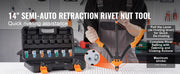 Load image into Gallery viewer, Amocart 14" 16" Rivet Nut Tool Rivnut Tool Kit with Metric and SAE Mandrels 70PCS/186PCS Rivet Nuts With Rugged Carrying Case