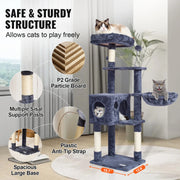 Bild in Galerie-Viewer laden, Amocart Cat Tree for Indoor Cats Cat Tower with Cat Condo Sisal Scratching Post HammockTop Perch Jumping Platforms Dark Grey