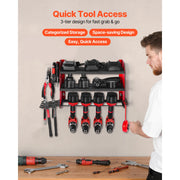 Charger l'image dans la visionneuse de galerie, Amocart 3-Layer Power Tool Wall Mount Holder Pegboard Wall Storage Tool Set Drill Screwdriver Storage Rack for Workshop/Garage