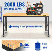 Load image into Gallery viewer, SucceBuy 2000 lbs Adjustable Garage Workbench 48/61" L x 20" W Work Table with 28.3"-38.1" Height & Hardwood Top for Office Home