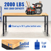 Bild in Galerie-Viewer laden, Amocart 2000 lbs Adjustable Garage Workbench 48/61" L x 20" W Work Table with 28.3"-38.1" Height & Hardwood Top for Office Home
