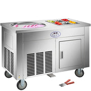 Load image into Gallery viewer, Amocart Commercial Fried Ice Cream Roll Machine w/ 6 Buckets Single Square Pan Stainless Steel Home Ice Cream Porridge Maker