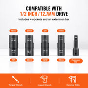 Load image into Gallery viewer, SucceBuy Lug Nut Impact Socket Set 1/2 in Drive Metric SAE 6-Point Flip Socket Set 4 Total Lug Nut Sizes CR-MO Wheel Socket Set