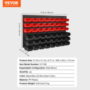 Load image into Gallery viewer, SucceBuy 48pcs Parts Storage Bins Wall Mounted Garage Containers with Wall Panels Tool Organizer for Nuts Bolts Screws Nails