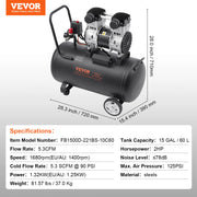 Load image into Gallery viewer, SucceBuy Air Compressor 750W/1450W/3000W Oil Free Air Compressor Quiet Portable Compressor Pump for Auto Repair Tire Inflation