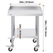 Load image into Gallery viewer, SucceBuy Stainless Steel Work Table Commercial Food Prep Worktable with 4 Wheels Heavy Duty Prep Worktable for Restaurant Home