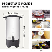 Load image into Gallery viewer, SucceBuy 50 Cups Commercial Coffee Urn Stainless Steel Large Coffee Dispenser 1000W Electric Coffee Maker Urn For Quick Brewing