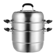 Load image into Gallery viewer, Amocart Steamer Pot 11in/28cm, 3 Tier Steamer Pot for Cooking with 8.5QT Stock Pot, 304 Stainless Steel Food Steamer Cookware