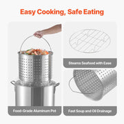 Load image into Gallery viewer, SucceBuy 60/80/100Qt Seafood Boiling Kit with Strainer Cooking Set for Crab Crawfish Boiling Aluminum Stockpot with Steamer Rack - AMOCART