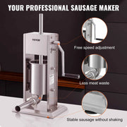 Load image into Gallery viewer, SucceBuy Manual Sausage Stuffer 5LBS/3L Capacity Two Speed 304 Stainless Steel Vertical Sausage Stuffer Sausage Filling Machine