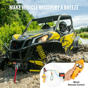Bild in Galerie-Viewer laden, Amocart 2000lbs Electric Car Winch ATV/UTV Steel Cable Winch with Wired Remote Control for Towing Off-Road Vehicle Jeep Truck