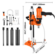 Load image into Gallery viewer, Amocart Diamond Core Drilling Machine Dry and Wet Concrete Core Drill Rig with 4 Drill Bits for Concrete Brick Stone 1800/2000W