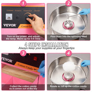 Load image into Gallery viewer, SucceBuy Electric Cotton Candy Machine Commercial Floss Maker w/ Stainless Steel Bowl Sugar Scoop and Drawer for Birthday Party - AMOCART