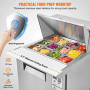 Load image into Gallery viewer, SucceBuy 28" Commercial Refrigerator Sandwich & Salad Prep Table 7.4 Cu. Ft Stainless Steel Refrigerated Food Prep Station