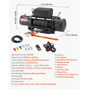 Load image into Gallery viewer, Amocart 13500 lbs Electric Winch 12V Synthetic Rope Car Winch with Wired Wireless Control for Towing SUV Off-Road Jeep Trailer