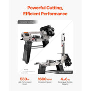 Bild in Galerie-Viewer laden, Amocart 4 in x 6 in Metal Horizontal Band Saw Rectangular Cutting Capacity with 550W Motor, Variable Speed, for Metal Wood Work