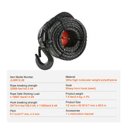 Load image into Gallery viewer, 26500/32000Lbs Synthetic Winch Rope Truck Boat Replacement Line Cable Rope with Forged Hook ATV Car Outdoor Accessories