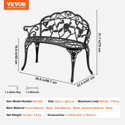 Load image into Gallery viewer, Outdoor Bench Wooden Metal Garden Bench for Outdoors 480 lbs Load Capacity Bench Outdoor Garden Park Bench