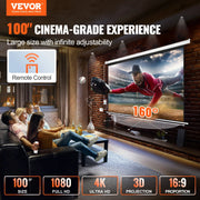 Load image into Gallery viewer, SucceBuy Electric Motorized Projector Screen 100in16:9 4K 1080 HD Wall Mount Movie Screen for Family Home Office Movie Theater