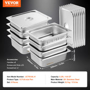 Load image into Gallery viewer, SucceBuy 8 Pack Hotel Pans 1/2 Size Anti-Jam with Lid 0.8mm Thick 4-In Deep Catering Storage Food Pan for Industrial&Scientific - AMOCART