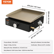 Load image into Gallery viewer, Amocart 18/24inch Propane Gas Tabletop Griddle with Hot-rolled Plate Carbon Steel Portable Table Top Griddle Grill for Camping