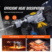 Load image into Gallery viewer, SucceBuy Electric Heavy Demolition Jack Hammer 1400W 2pcs Chisels Bits Chipping with Case 2900 BPM Concrete Breaker Gloves Black