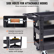 Load image into Gallery viewer, with 360°Swivel Wheels Ergonomic Storage Handle for Warehouse/Garage/Cleaning Amocart 2/3 Shelf Utility Service Cart Heavy Duty