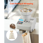 Load image into Gallery viewer, SucceBuy Professional Coin Sorter Wrapper with LED Display Automatic All-Coin Sorting Device - AMOCART
