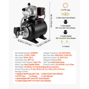 Load image into Gallery viewer, Amocart 1HP/1.6 HP Shallow Well Pump with Pressure Tank 120V Stainless 5-Gal Tank 20/40 PSI Pressure Switch for Home Garden