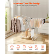 Bild in Galerie-Viewer laden, Amocart Clothes Drying Rack Foldable Laundry Dryer Rack with Sock Clips Metal Height Adjustable Drying Racks for Outdoor&Indoor