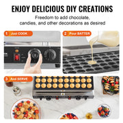 Load image into Gallery viewer, SucceBuy 50Pcs Mini Dutch Pancake Maker Dorayaki Baker Machine Commercial Non-stick Waffle Maker Dual Temp & Time Control