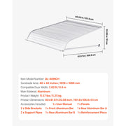 Load image into Gallery viewer, SucceBuy Aluminum Awning 60 x 42in Durable Window Awning Door Canopy Lightweight Stable Aluminum Awning Exterior Rain Protection - AMOCART