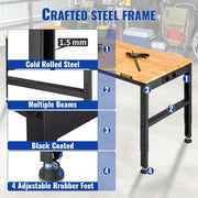 Load image into Gallery viewer, SucceBuy Heavy-Duty Workbench 72cm Adjustable Height Oak Wood Hardwood Top Table 900KG Load Capacity for Office Home Workshop