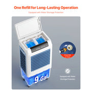 Load image into Gallery viewer, Amocart Evaporative Air Cooler 3100CFM with 9Gal Water Tank Swamp Cooler with Remote Control 12H Timer 4 Ice Boxes 3 Wind Speed