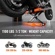 Load image into Gallery viewer, Amocart Motorcycle Lift 500kg Motorcycle Scissor Lift with Saddle &Safety Pin Steel Motorcycle Jack Hoist Stand for Motorbike