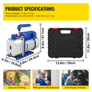Load image into Gallery viewer, SucceBuy 3CFM 1/4HP Single Stage Air Vacuum Pump HVAC R134a R12 R22 R410a A/C Refrigeration Kit AC Manifold Gauge R134 Can Tap